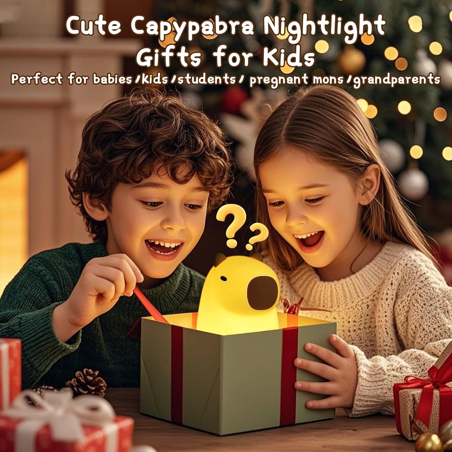 Luz Nocturna Infantil Capybara, Luz Bebe Nocturna LED De Animales Blandos, Lampara Bebe Noche Con 2 Modos Brillo, Recargable, Táctil, Decoración Para Dormitorio, Regalo Para Bebés Y Niños
