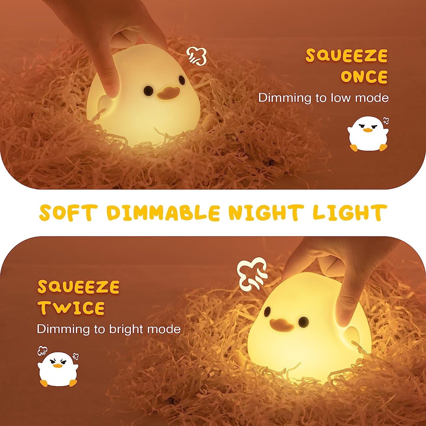 UNEEDE Luz Nocturna Infantil, Lampara Bebe De Silicona Kawaii,Luz Bebe Nocturna Con Temporizador, Adecuada Para La Decoración De Habitaciones Regalos Para Niños(Baby Benson)