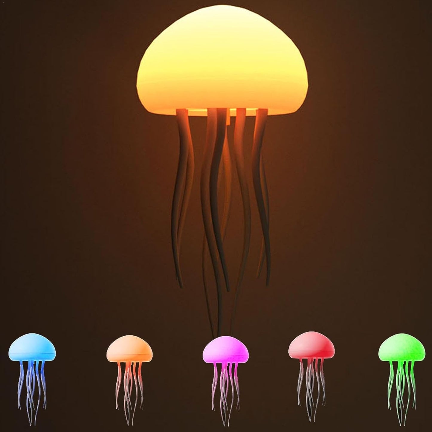 Lámpara LED De Medusa RGB Con Control De Voz, Luz Nocturna Recargable, Lámpara De Mesa Tipo C Con Sensor Táctil Para Dormitorio