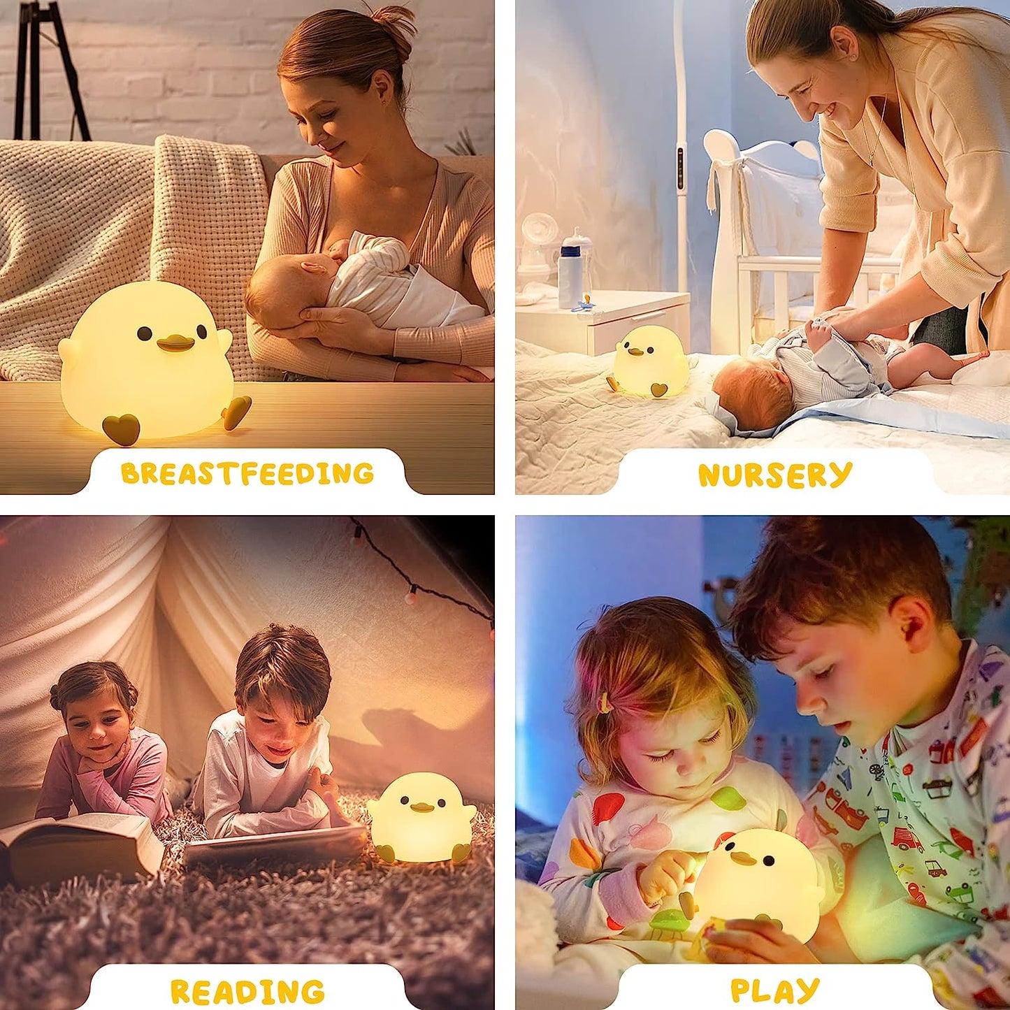 UNEEDE Luz Nocturna Infantil, Lampara Bebe De Silicona Kawaii,Luz Bebe Nocturna Con Temporizador, Adecuada Para La Decoración De Habitaciones Regalos Para Niños(Baby Benson)