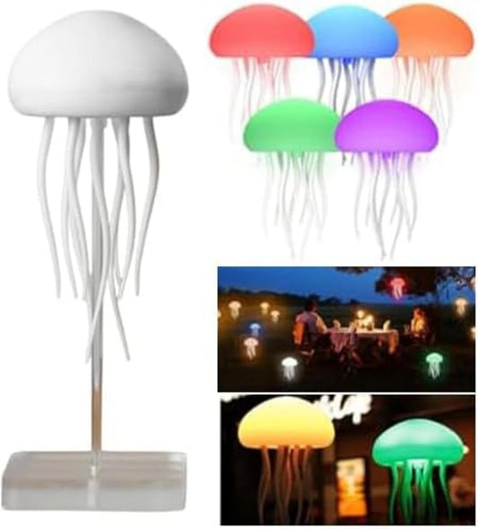 Lámpara LED De Medusa RGB Con Control De Voz, Luz Nocturna Recargable, Lámpara De Mesa Tipo C Con Sensor Táctil Para Dormitorio