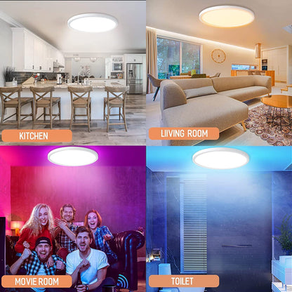 Lampara LED De Techo 24W 2.4 Wifi Cambio Color Luz Para Cuarto Sala 12 Pulgadas