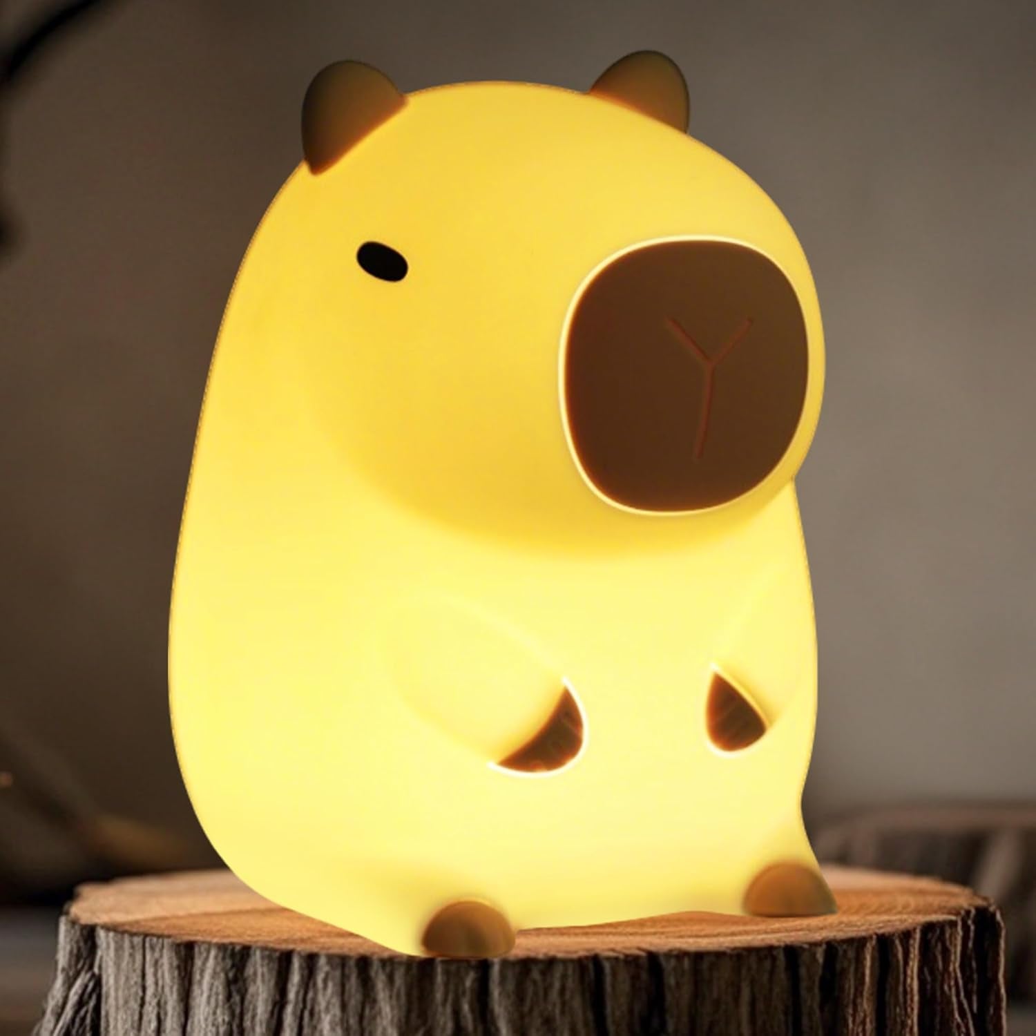 Luz Nocturna Infantil Capybara, Luz Bebe Nocturna LED De Animales Blandos, Lampara Bebe Noche Con 2 Modos Brillo, Recargable, Táctil, Decoración Para Dormitorio, Regalo Para Bebés Y Niños